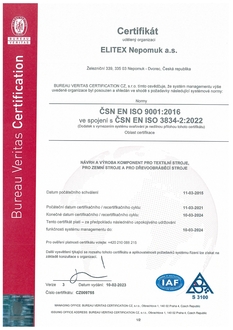 Certifikát ISO 3834-2:2022